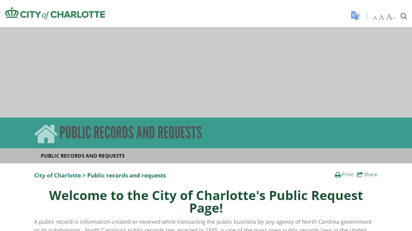 Public records and requests > Home - City of Charlotte Government
